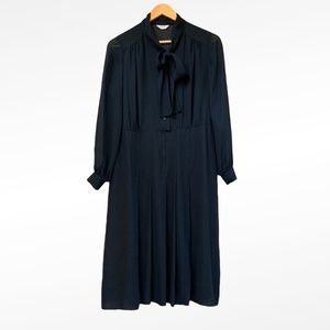 Vintage Witchy Dress Black‎ Tie Bow Long Sleeves Gothic Victorian Dark Academia